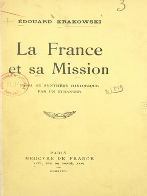 cover image of La France et sa mission